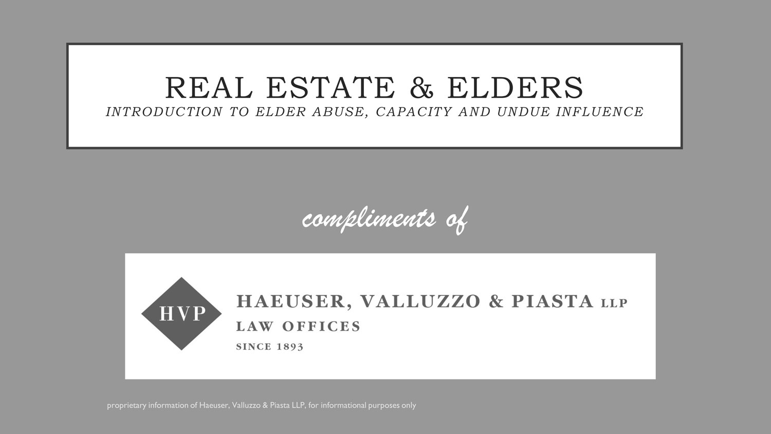 Real Estate and Elders